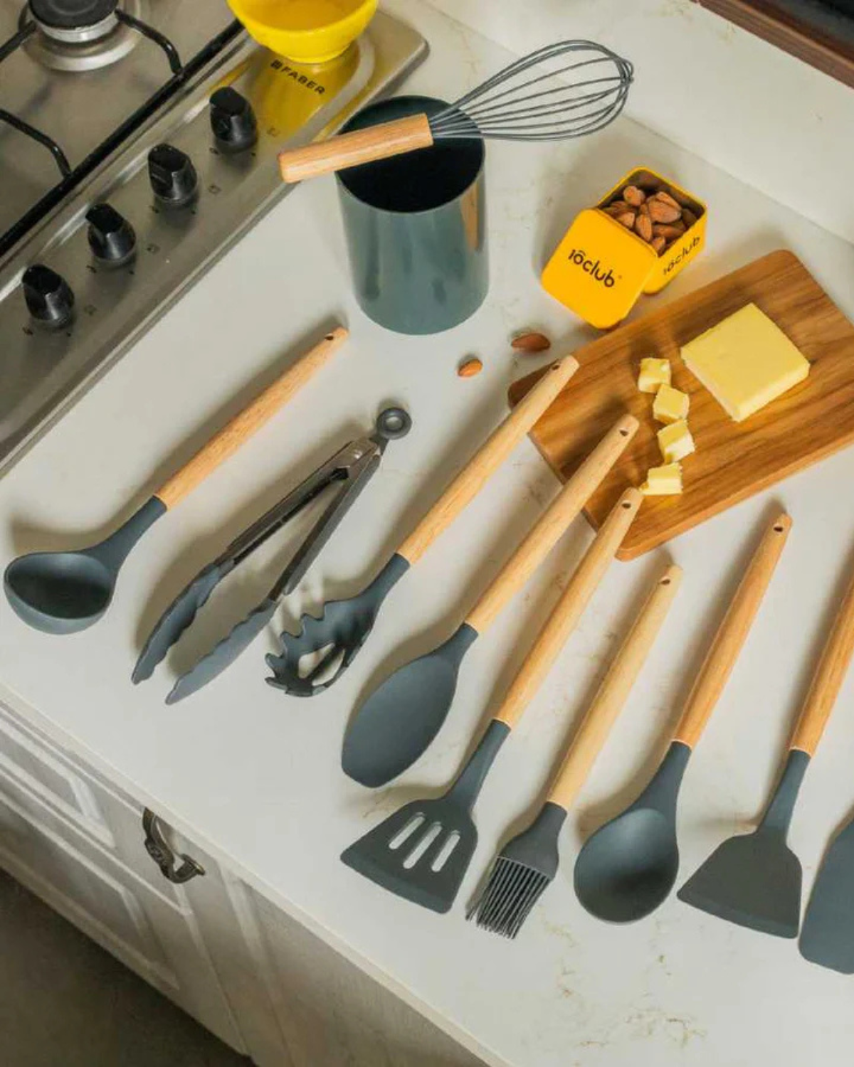 Carvallo – Miljövänligt Silikon Kökset med Bambu Handtag (12-delar) Carvallo