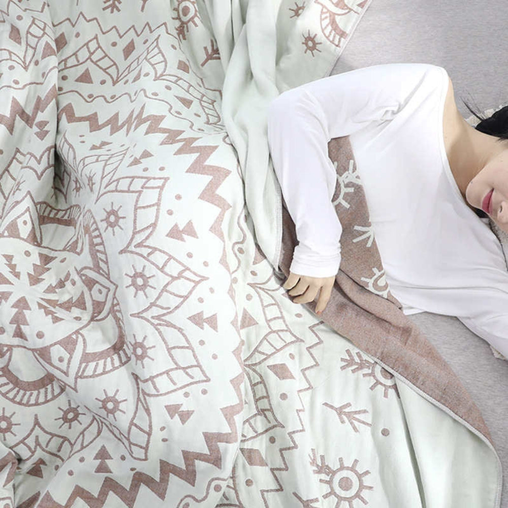 Mandala Art Mönster Vändbar Bomullsfilt Carvallo