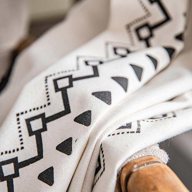 Geometrisk Fringe Gardin Semi Mörkläggande Draperier i Bomullsblandning Carvallo