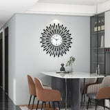 Stille Svart Metall Väggklocka med Glashand - Batteridriven för Vardagsrum, Sovrum, Kontor Carvallo