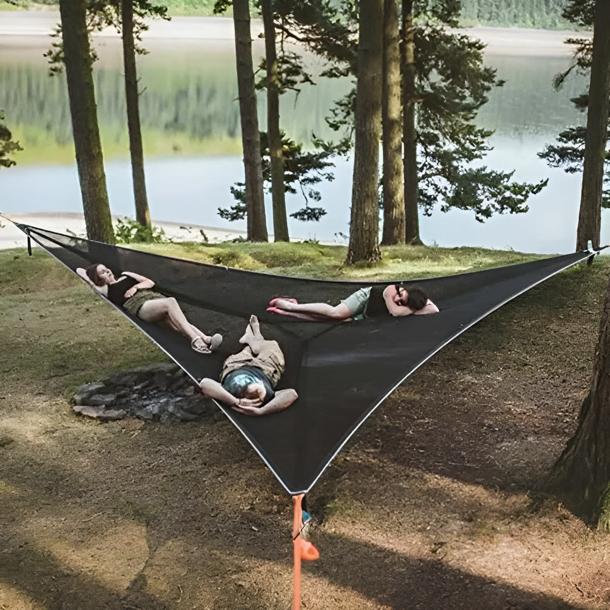 Flera-personers-hängmatta – Bekväm och stabil | Perfekt för trädgård & camping Carvallo