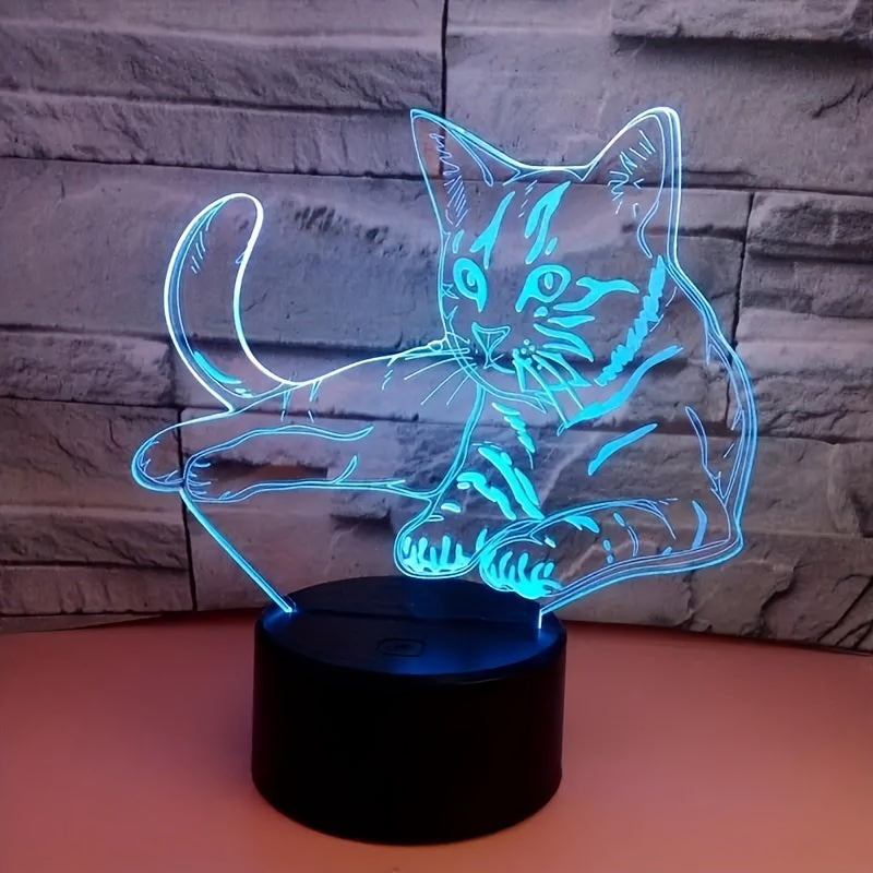 CatGlow - 3D Katt Nattlampa med 7 Färger Touch Kontroll Carvallo
