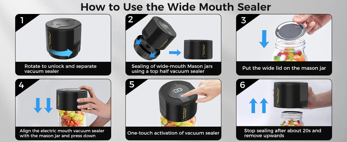 Royaleva Mason Jar Elektrisk Vakuumförslutare Kit Bärbar Carvallo