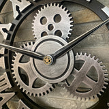 Överdimensionerad Silverfärgad Romersk Kuggväxel Vägghängd Klocka - Tyst Klocka för Vardagsrum, Kontor och Kök Carvallo