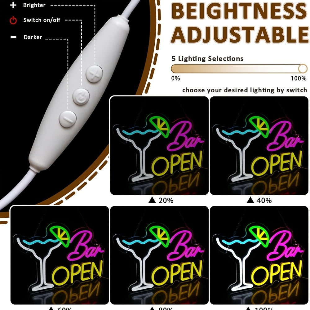 Belyst skylt "Bar öppen" – Atmosfärisk dekoration Carvallo