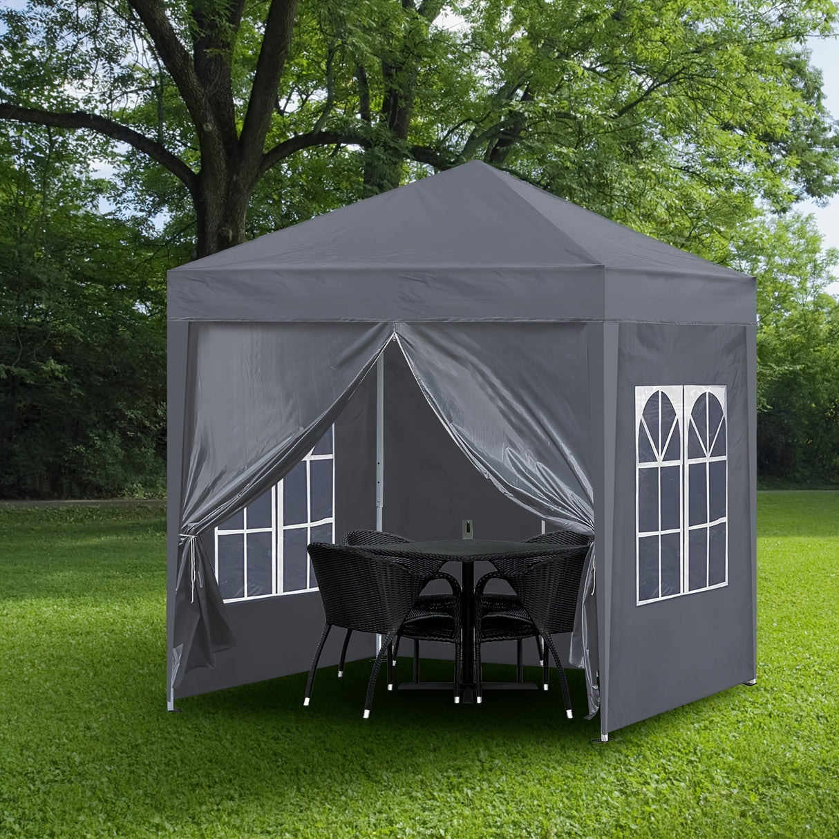 Trädgårdsgazebo Grå Stål Utomhus Festtält Carvallo