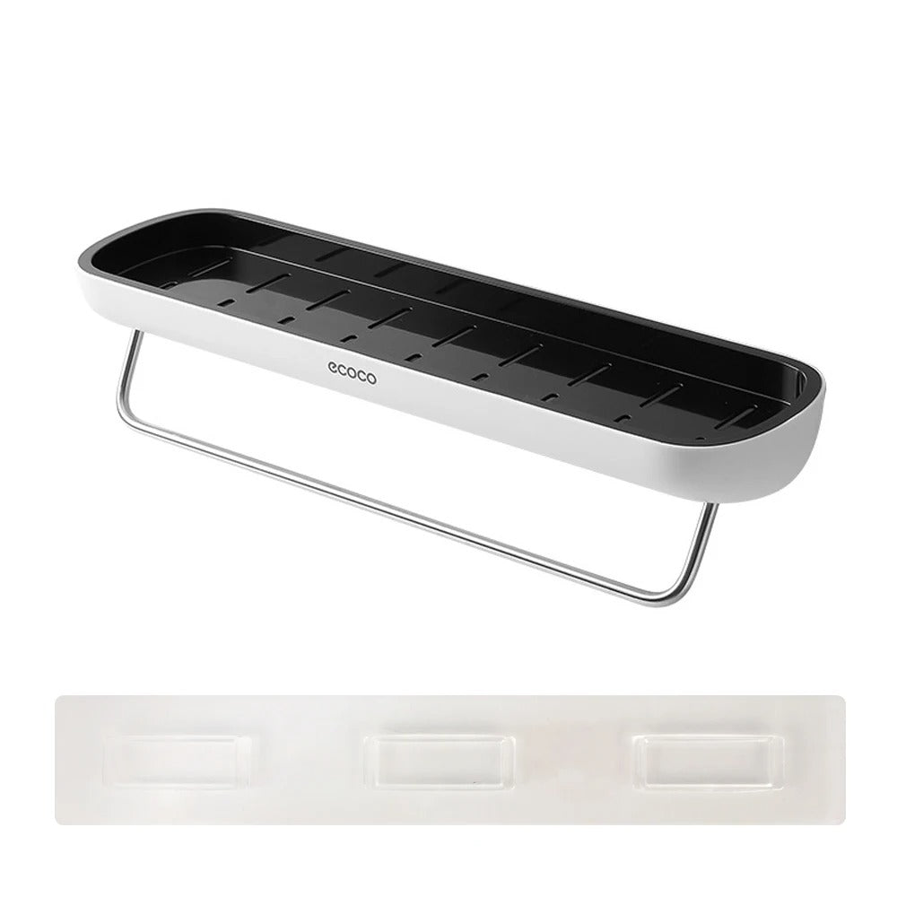 Väggmonterad schampo förvaringshylla – Ingen borrning badrumshylla med handdukshängare & duschorganisatör Carvallo