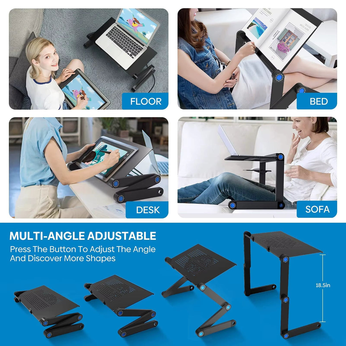 360 Ergonomisk Laptop Ställ För Skrivbord Med Avtagbar Musplatta Carvallo