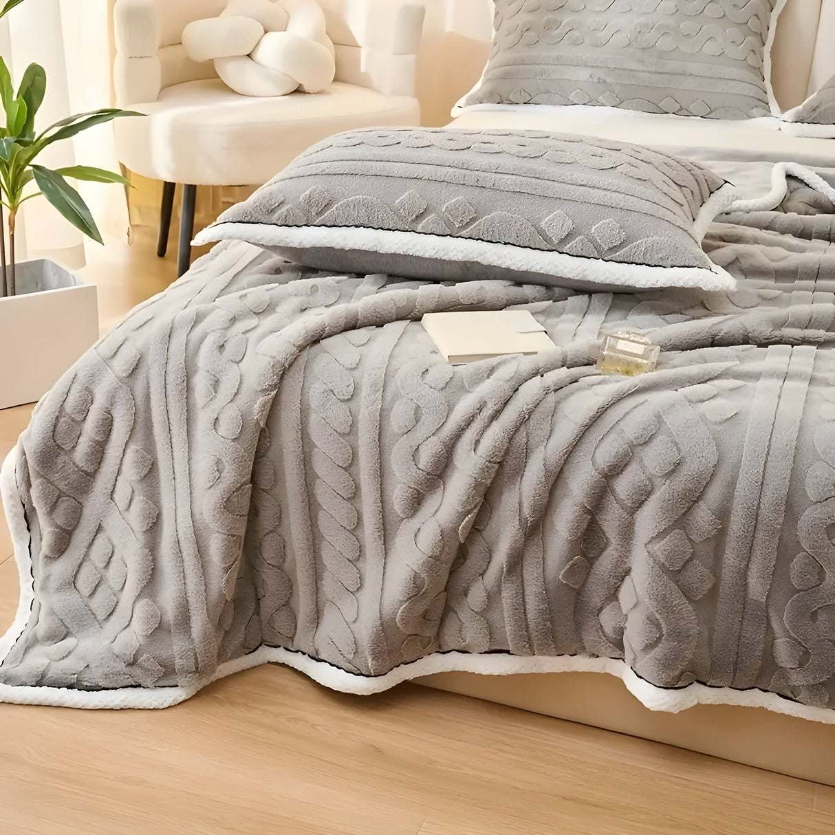 FluffDream sängkläder set - fluffig filt plysch sängkläder set Carvallo