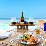 Carvallo-in-1 Utomhusbord Frulino DuoTray | Fällbar fruktskål & vinglasstativ | Av trä | Bärbar & Elegant | För picknick & trädgård Carvallo