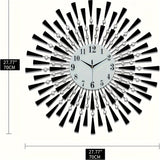 Stille Svart Metall Väggklocka med Glashand - Batteridriven för Vardagsrum, Sovrum, Kontor Carvallo