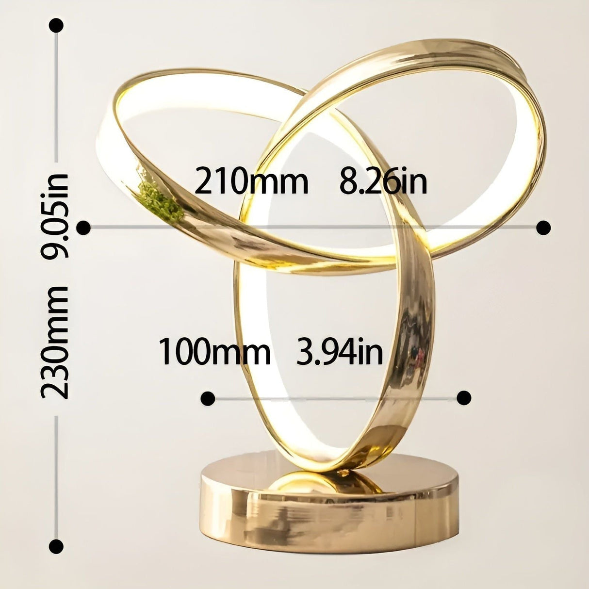 MöbiusGlow Lampa - Lyxig Guldig Möbius-ring Skrivbord-Läslampa Carvallo