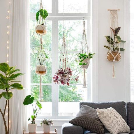 4-delad handgjord Boho Macrame växthållare set MILA Sverige
