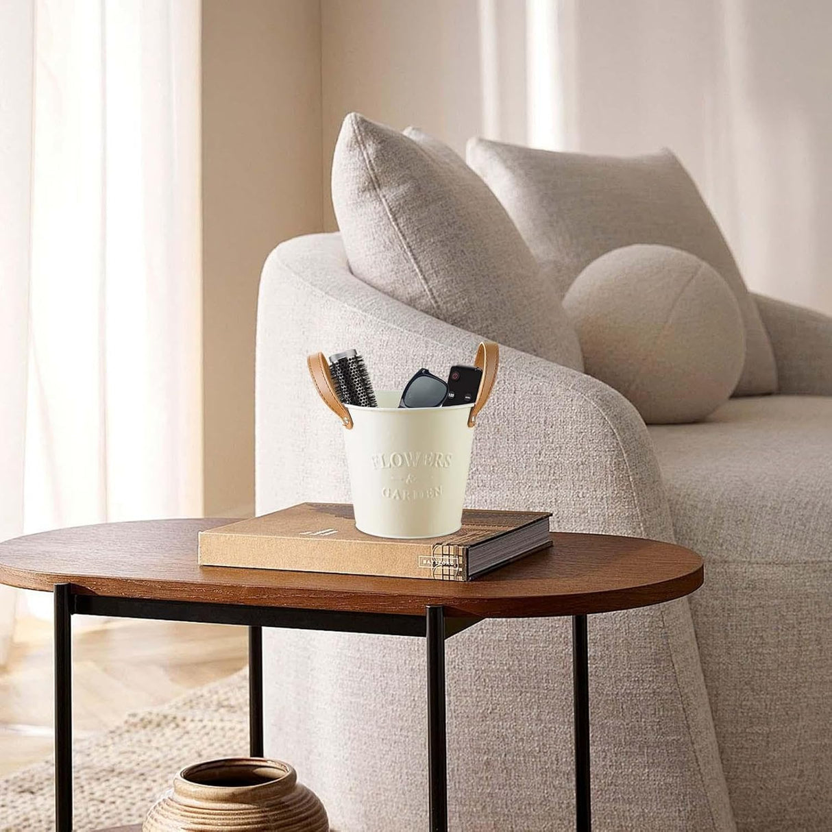 Dekorativa växtkrukor med läderhandtag – Blomkrukor för hemmet och trädgården Carvallo