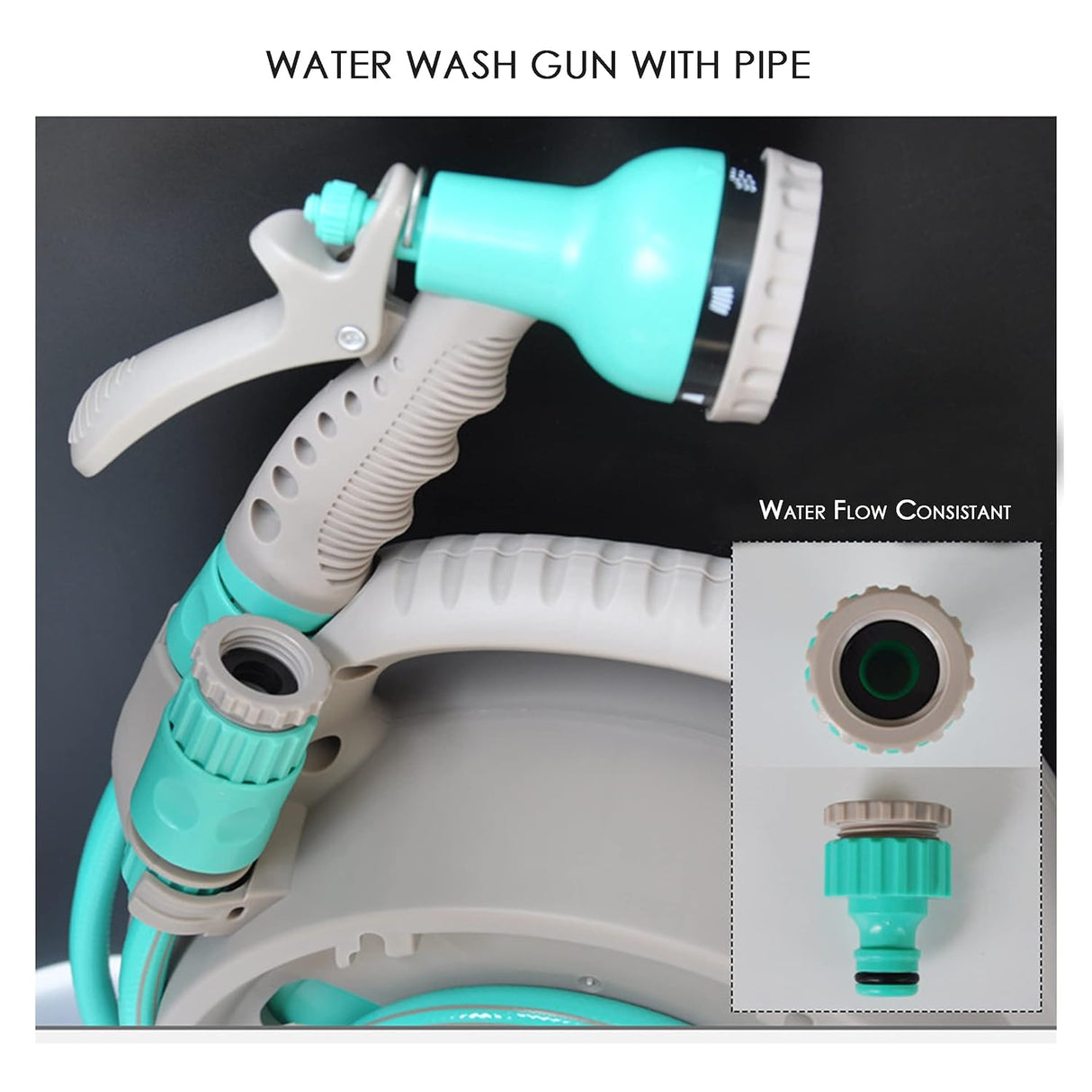 Praktisk slangupprullare med spraymunstycke – Kompakt trädgårdsslangvagn för enkel vattning Carvallo