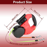 Royallure 10 ft Dubbel Återdragbar Hundleash med Inbyggd Ficklampa & Avfallspåsehållare Carvallo