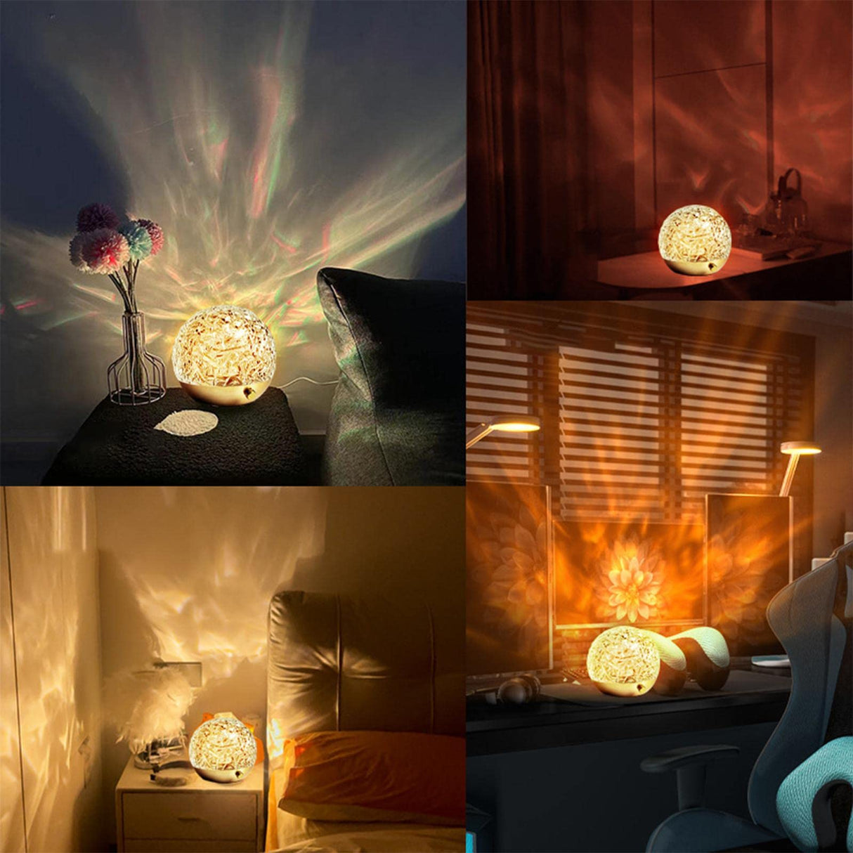 Projektionslampa med vågljus – Avkopplande stämningsbelysning för bord eller sovrum Carvallo