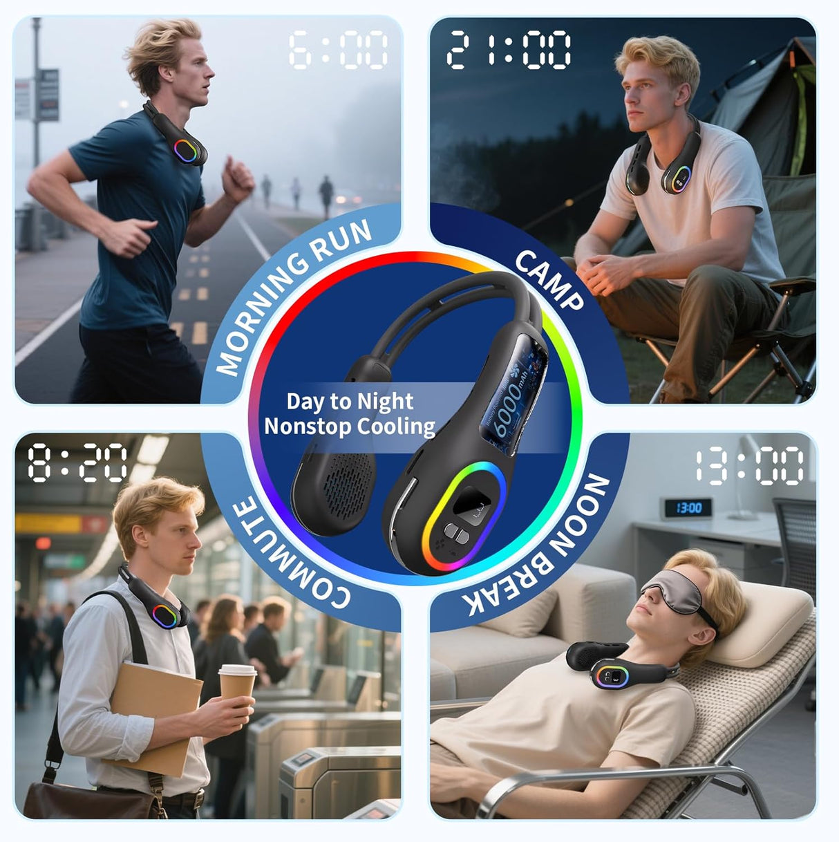 Handsfree-halsfläkt - 360° justerbar bladlös kylning MILA Sverige