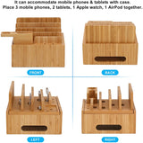 Carvallo ChargeDock Laddningsstation i bambu | 5-portars USB & Organiserare | För smartphone, surfplatta & smartklocka | Inkl. Kabelset Carvallo