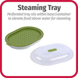 Carvallo Mikrovågs-dampkokare | Skonsam tillagning på minuter | För grönsaker & fisk | Tål diskmaskin & näringsskyddande Carvallo