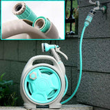 Praktisk slangupprullare med spraymunstycke – Kompakt trädgårdsslangvagn för enkel vattning Carvallo