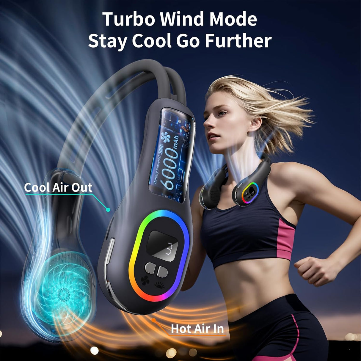 Handsfree-halsfläkt - 360° justerbar bladlös kylning MILA Sverige