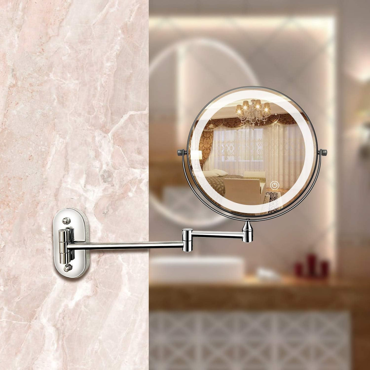Uppladdningsbar LED Förstoringsspegel i kromsilver – Perfekt för Smink & Badrum Carvallo