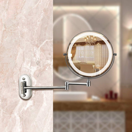 Uppladdningsbar LED Förstoringsspegel i kromsilver – Perfekt för Smink & Badrum Carvallo