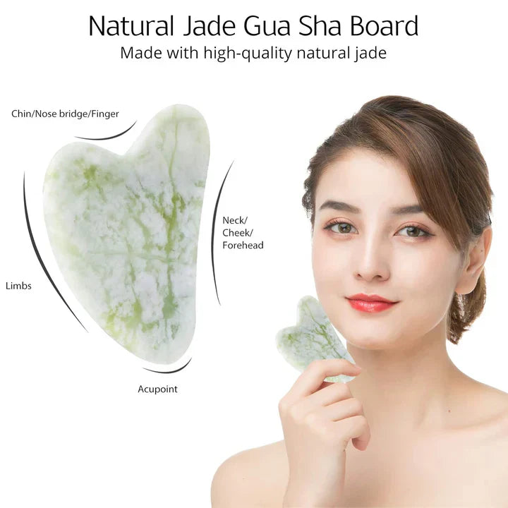 Instant Glow Gua Sha & Jade Roller Set | För strålande hud och naturlig avslappning Carvallo
