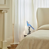 Färgat glas fågel bordslampa bronssockel Carvallo