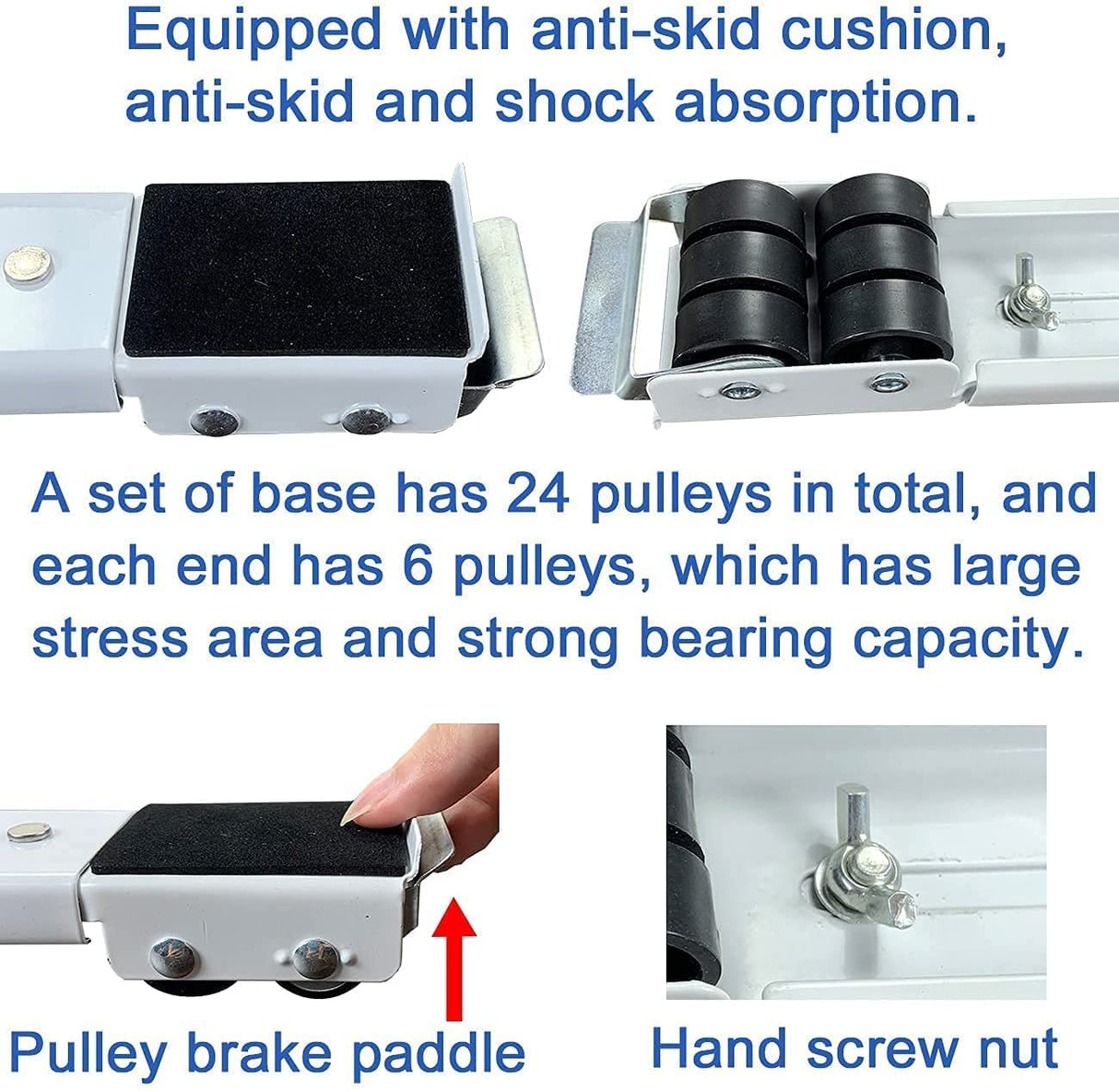 Royallure Tunga-Duty Justerbar Apparatrulle för Smidig Rörlighet och Lätt Transport - 2Pcs Carvallo