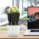 Blomkruka med bevattningssystem – Självbevattnande blomkruka för inomhus- och utomhusbruk Carvallo