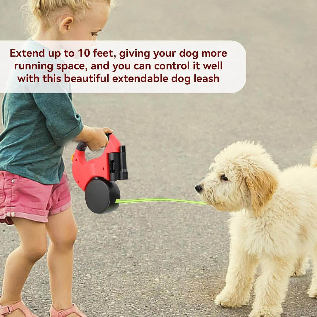 Royallure 10 ft Dubbel Återdragbar Hundleash med Inbyggd Ficklampa & Avfallspåsehållare Carvallo