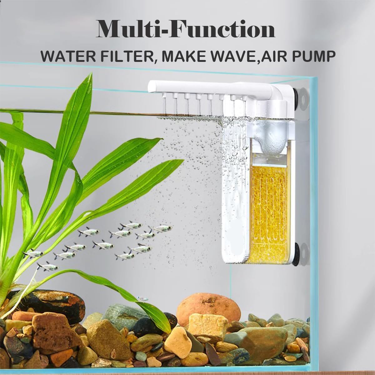 AquaWhisper – Tyst mini-dränkbart akvariefilter med justerbart flöde MILA Sverige