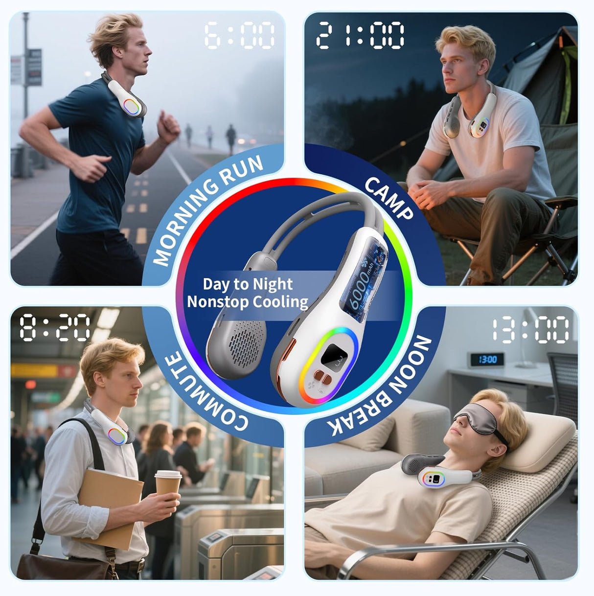 Handsfree-halsfläkt - 360° justerbar bladlös kylning MILA Sverige