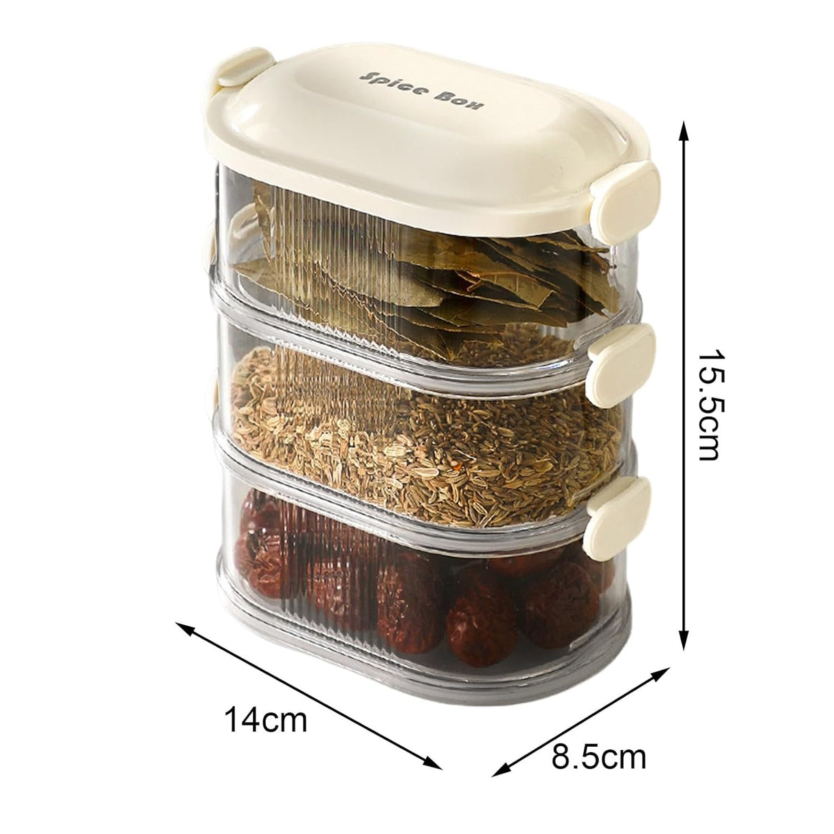 SpiceStack – Stapelbar ört- och kryddförvaringslåda i 3 nivåer | Lufttät, platsbesparande köksorganisatör MILA Sverige