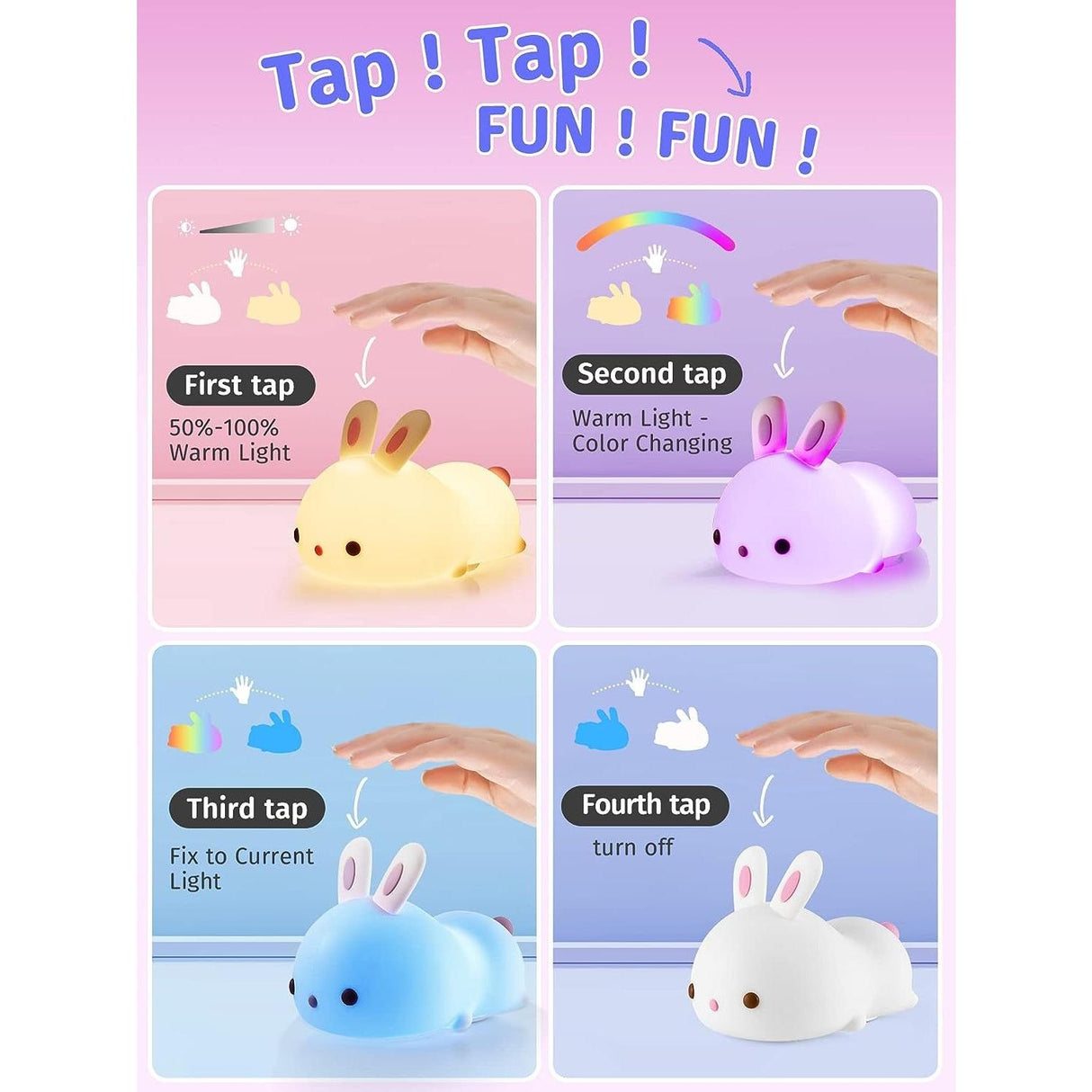 RabbitDream Lampa - Färgglad Touch Sensor Kanin LED Nattljus Carvallo