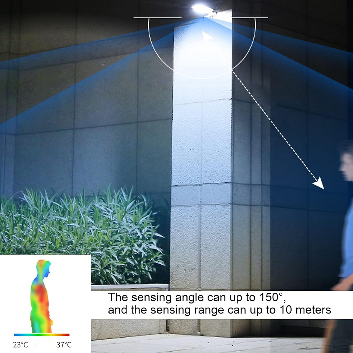 Solar vägglampa med rörelsesensor – LED utomhusbelysning för trädgård & terrass Carvallo