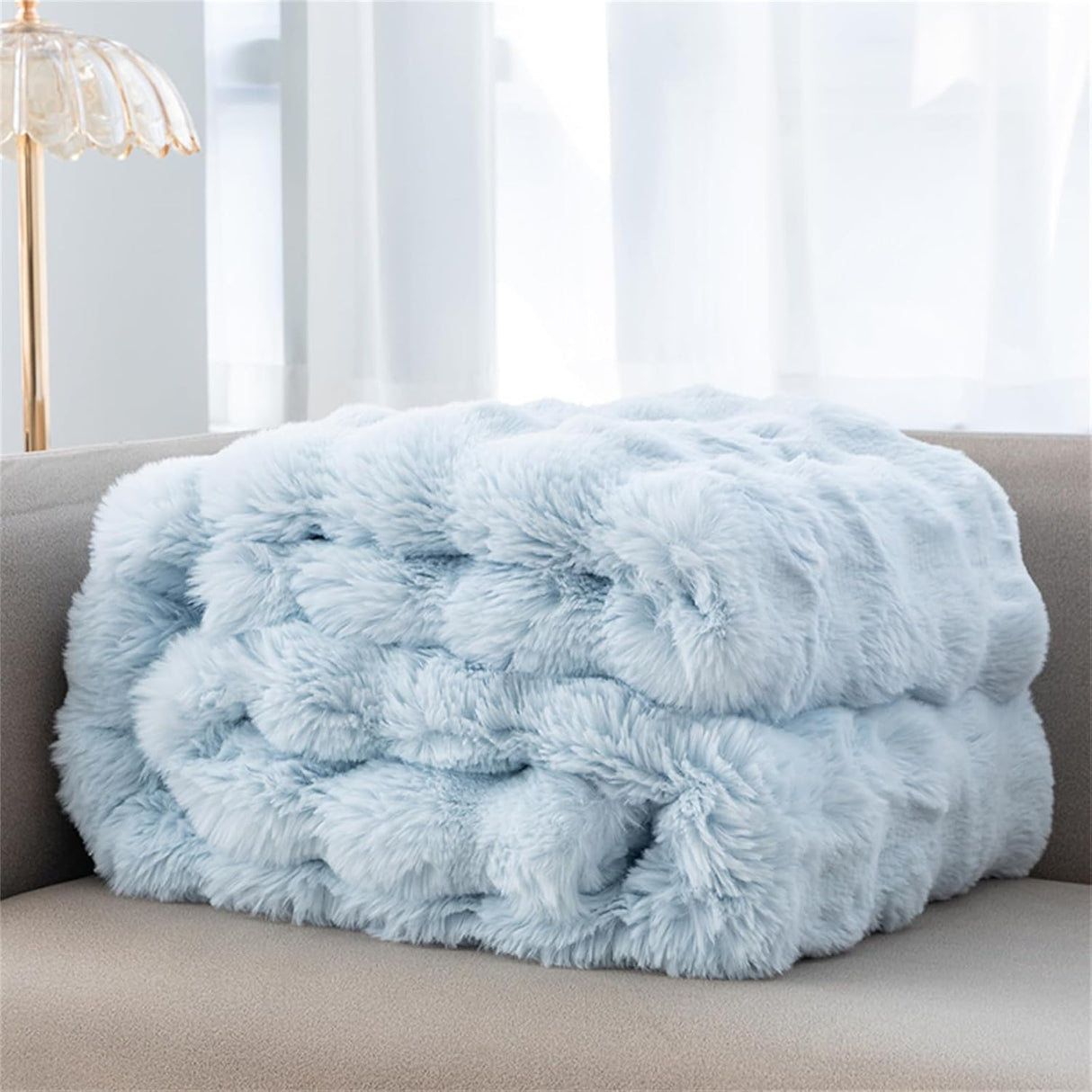 Faux Fur Chunky Knit Duvet Cover Throw Carvallo