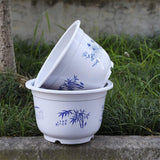 Blomkruka i plast med bambumotiv – Elegant planteringskruka för balkong och trädgård Carvallo