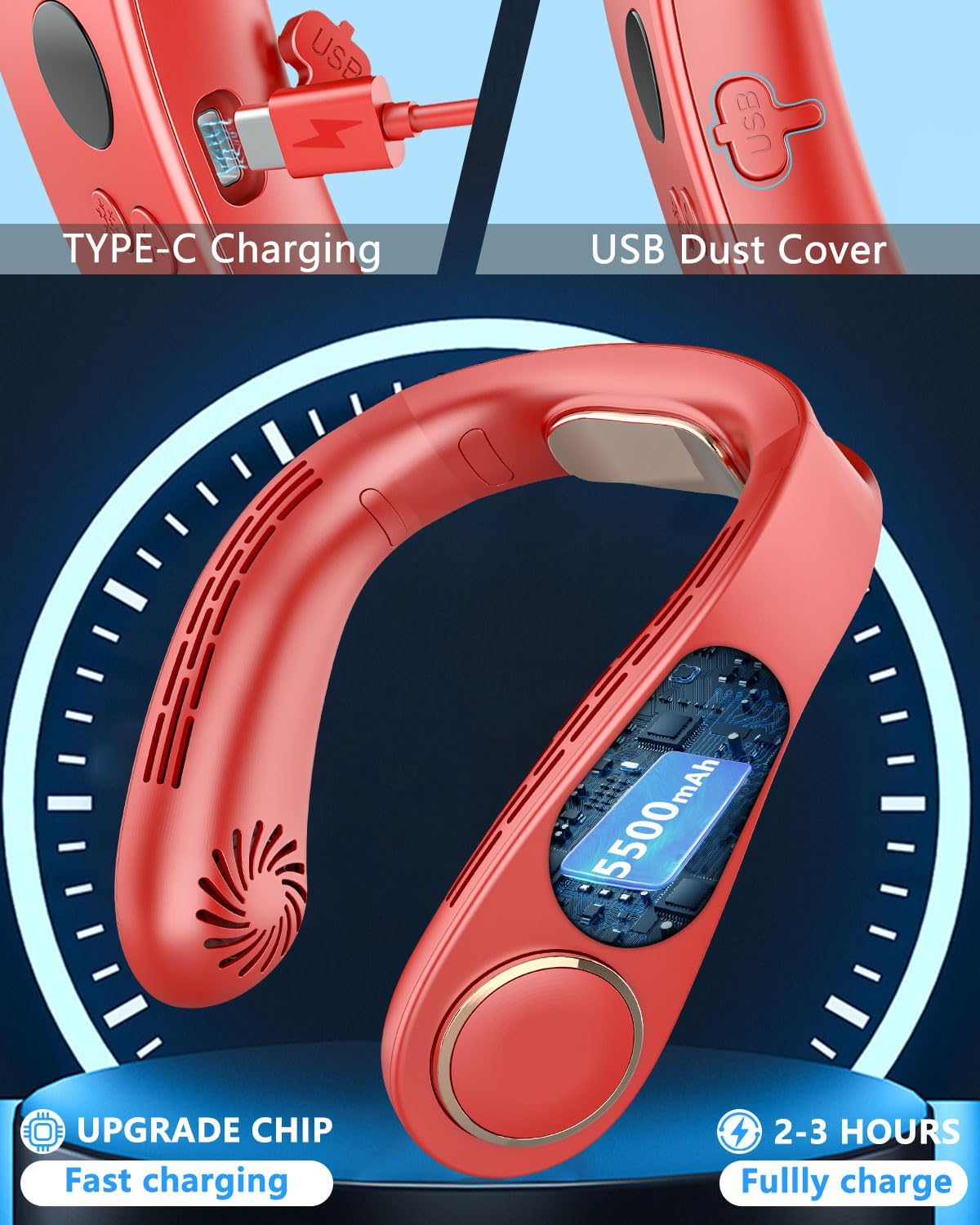 Kylande halsfläkt - Uppladdningsbar bladlös bärbar AC med kallt luftflöde MILA Sverige