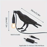 RavenLicht - Svart Korp Bordslampa, USB Driven, Harmlampa för Vardagsrum och Sovrum Carvallo