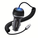 Carvallo Snabbladdare för bilen | USB-C & QC 3.0 | 51W effekt | 3 uttag Carvallo