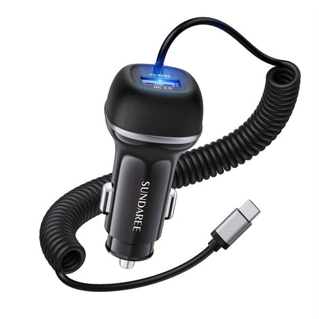 Carvallo Snabbladdare för bilen | USB-C & QC 3.0 | 51W effekt | 3 uttag Carvallo