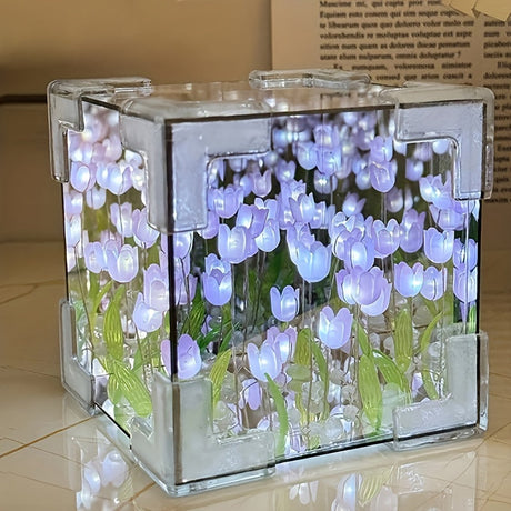 TulipGlow - Handgjord Tulpan LED Nattlampa och Spegel Carvallo