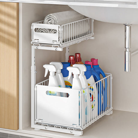Royallure Utdragbar Under Disk Organiser 2-Lagers Justerbar Glidande Hylla för Skåp Carvallo