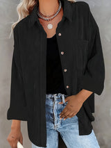 Dam Oversized Skjorta Corduroy Mjuk Bomull