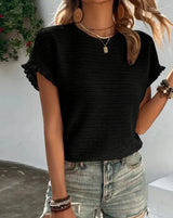 Dam T-shirt Avslappnad Design 100% Bomull-Dam T-shirts-Hemnix-Svart-XS-Hemnix