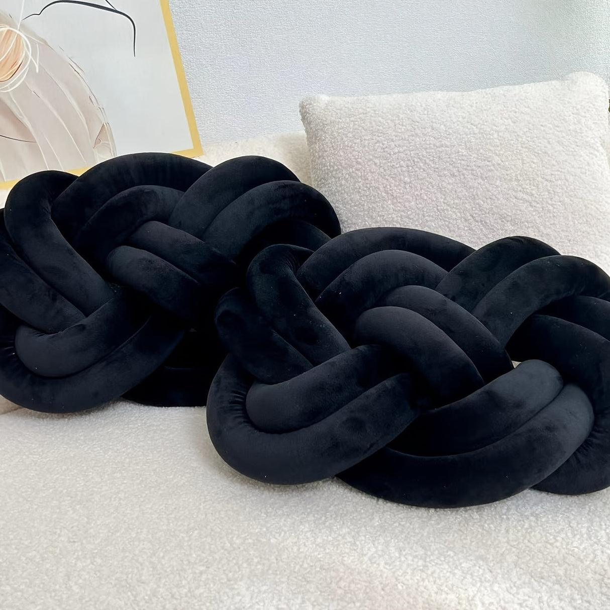 2 Stycken Knop Ball Kuddar - Mjuka Plysch Kuddar, Dekorativa Kuddar för Säng, Soffa och Vardagsrum Carvallo