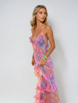 Dam Långklänning Romantisk Mesh för Fest-Klänningar-Hemnix-Rosa-S-Hemnix